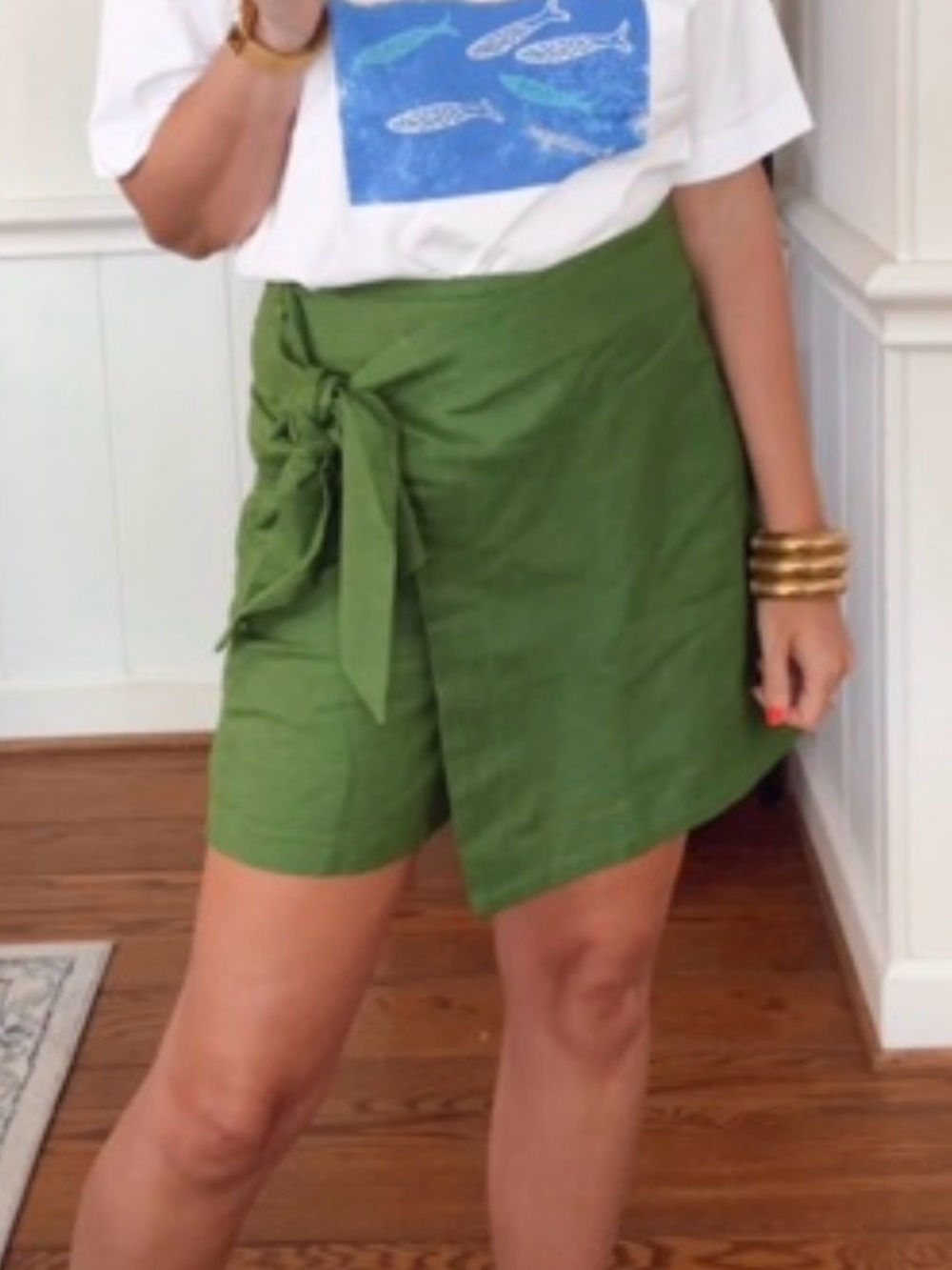 LOFT Olive Green Wrap Skort with Side Tie